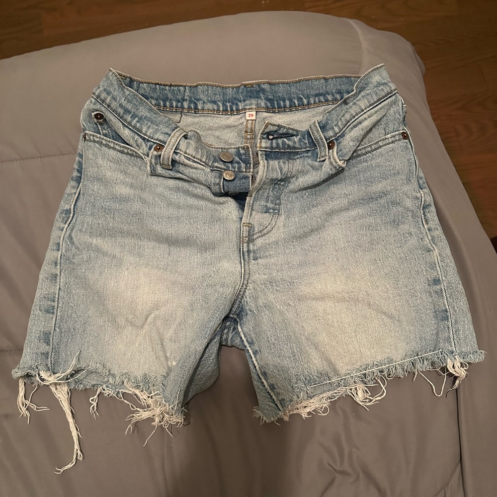 Denim Frayed Hem Women's Shorts